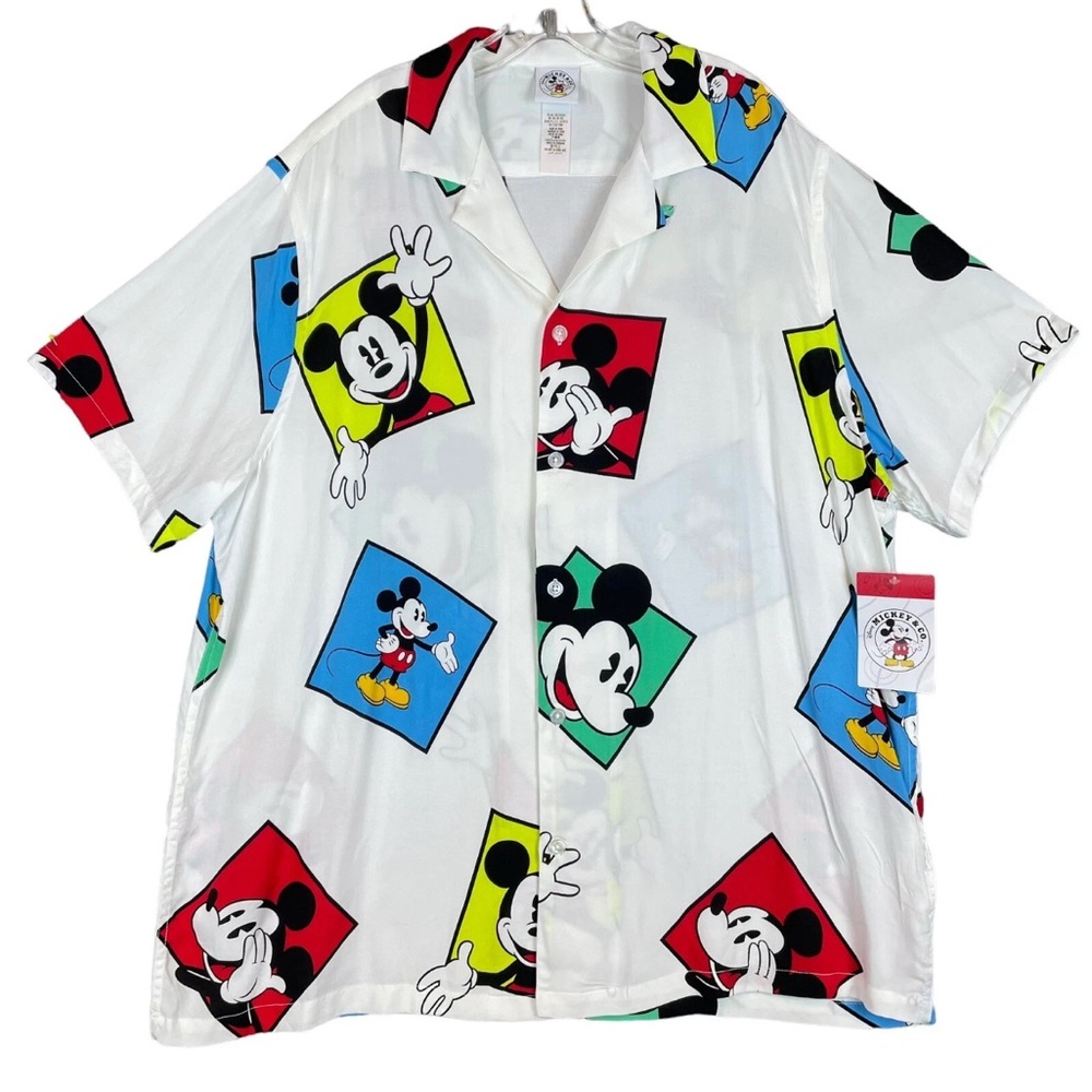 Disney Men's White Shirt with Mickey Mouse Print
